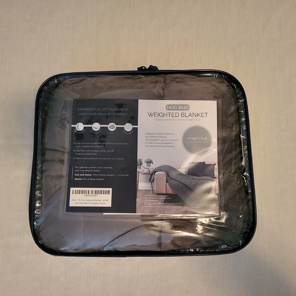 Hug Bud Weighted Blanket 41" X 60" 7lbs - No Cover Required, Couch Size Gray - Picture 1 of 3